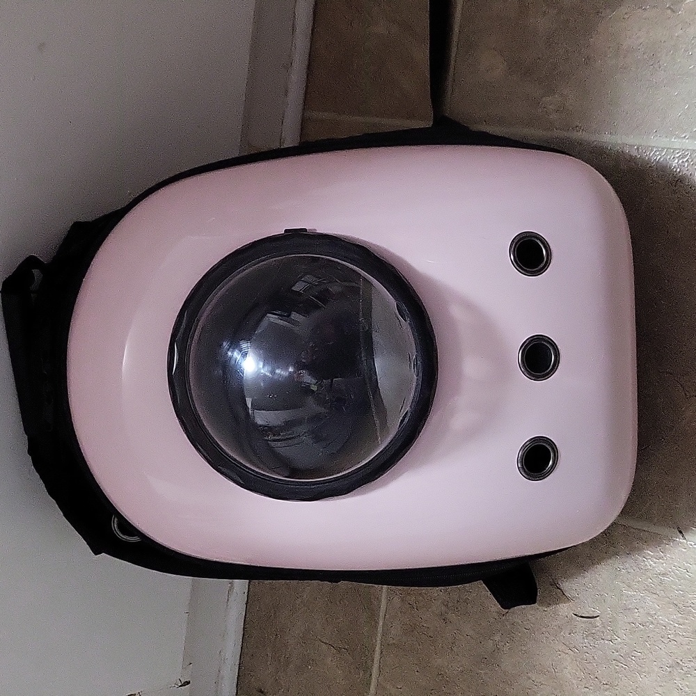 EUC pink pet carrier backpack with removable dome window